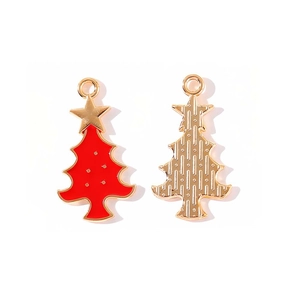 Pendentif sapin de Noël émaillé avec étoile dorée pour création de bijoux DIY