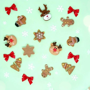 Abalorios navideños de resina con hombre de jengibre y reno para manualidades y accesorios