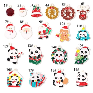 Collection of 19 assorted Christmas charms featuring Santa, reindeer and pandas