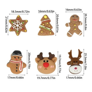 Set de 6 coloridos dijes navideños de resina con hombre de jengibre y figuras de renos