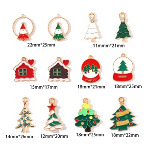 Christmas alloy enamel charms set with 10 festive designs and size specifications
