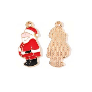 Ciondolo Babbo Natale in smalto e metallo dorato per creazioni di gioielli fai-da-te
