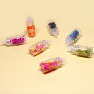 Mini mixed fruit glass bottle charms with colorful clay slices for DIY jewelry making