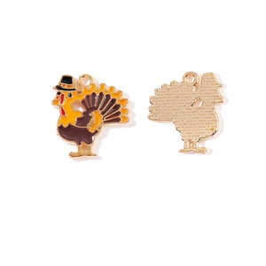 Pendentifs dinde en émail pour bijoux DIY avec motifs colorés de Thanksgiving