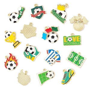DIY colorful enamel soccer charms set with football trophy and jersey pendants for jewelry