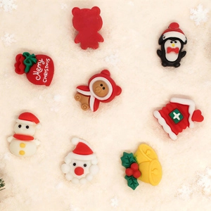 Set de accesorios de resina navideña con Papá Noel y pingüino para decoraciones DIY