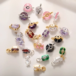 Colorful hexagram crystal pendants in gold and silver settings for DIY jewelry
