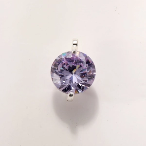 Polished silver hexagonal star pendant with a faceted light purple crystal stone for DIY jewelry