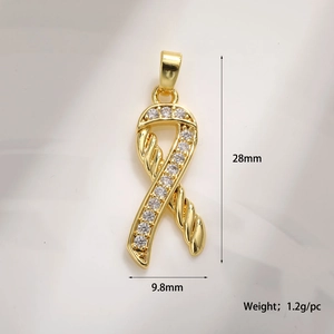Pendentif infini ruban doré avec zircons clairs pour la fabrication de bijoux DIY