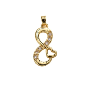 Pendentif cœur infini doré avec cristaux et perle sirène pour colliers DIY