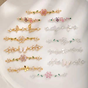Connettori per Gioielli Fai da Te Lusso Leggero Farfalla Fiore Strass Rame Placcato Oro Collegamenti per Collana Bracciale Creazione Donna Materiale Fai da Te