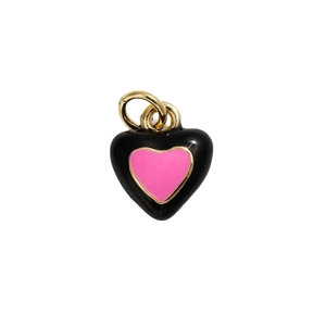 Ciondolo a cuore nero e rosa con bordo dorato per bracciali e collane DIY