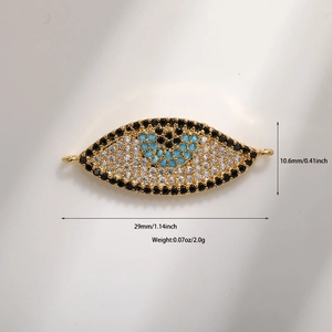 Goldener Evil Eye Anhänger mit bunten Zirkonia-Steinen und detaillierten Maßangaben