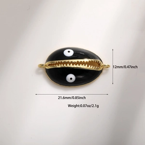 Schwarzer Monster-Mund-Anhänger mit Goldrand, Emaille-Details und Maßen