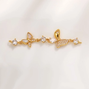Connettore a farfalla dorato con zircone e madreperla per bracciali fai-da-te