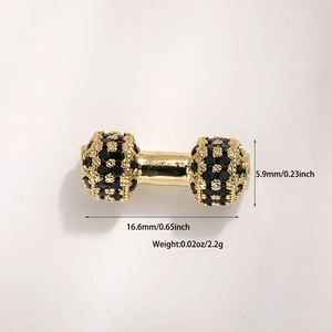 Λήψη macro χάντρας βαράκι με επιχρύσωση 18k και μαύρα ζιργκόν για χειροποίητα κοσμήματα