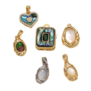Abalone-Muschel-Anhänger in Herz- und Ovalform mit Vergoldung für DIY-Schmuck