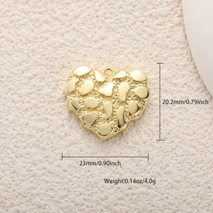 Colgante de corazón cruz estilo pepita dorada, 20,2mm x 23mm, para creación de joyas DIY