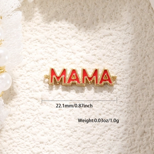 Χρυσό μενταγιόν MAMA με κόκκινο σμάλτο, κόσμημα 22,1mm για δώρο για τη Γιορτή της Μητέρας
