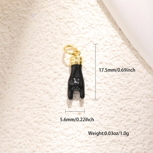 Pendentif corne noire polie avec bélière plaquée or pour bijoux DIY et colliers