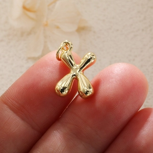 Colgante de letra X burbuja bañado en oro de 18k con acabado de espejo para joyería DIY