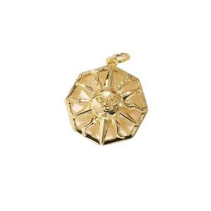 Gold-plated sun god face octagonal pendant accessory for DIY jewelry necklaces