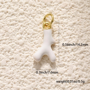 Copper enamel antler heart pendant with 14.2mm height for DIY jewelry making