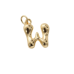 Colgante letra W de burbuja 3D en metal chapado en oro de 18k con acabado pulido
