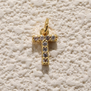 Vergulde letter T hanger met zirkonia steentjes voor het maken van DIY sieraden