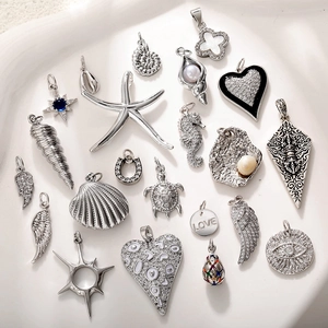Pendentifs Thème Marin Océan Animal Coquillage Étoile de Mer Or Argent Plaqué Cuivre Zirconium DIY Bijoux Accessoires Femme