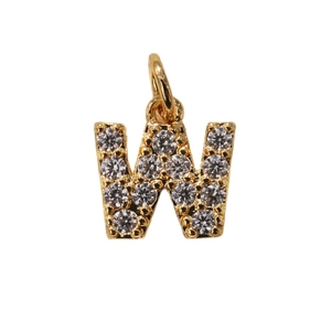 Vergulde letter W hanger met zirkonia inleg voor doe-het-zelf armbanden en kettingen