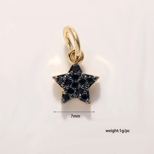 7mm vergoldeter Sternanhänger mit schwarzen Zirkonia für DIY Schmuckherstellung