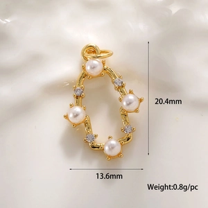 Detailed view of evil eye star pendant with pearls and cubic zirconia stones