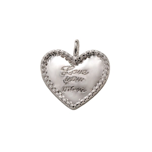 Ciondolo a cuore in argento lucido inciso Love you more per creazione gioielli DIY