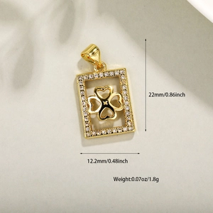 Detailed view of flower pendant measurements with dimensions and zircon inlay details