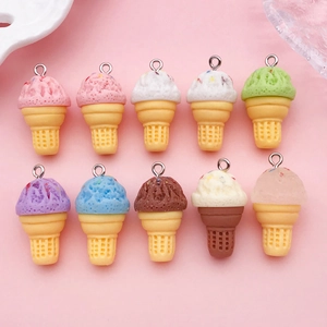 Resin Ice Cream Cone Pendants DIY Jewelry Making Charms Food Play Miniatures Accessories For Phone Case Keychain Decor