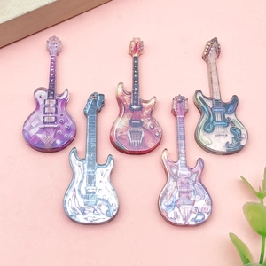 Acryl Gitarrenform Anhänger Für DIY Schmuckherstellung Doppelseitiger Laserdruck Musikinstrument Charms Für Schlüsselanhänger