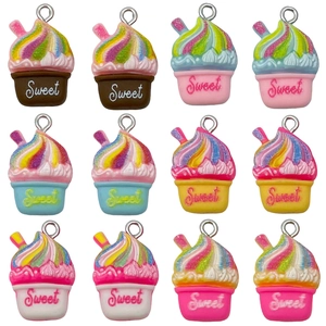 Set di 12 mini ciondoli in resina a forma di coppa di gelato per creazione gioielli DIY