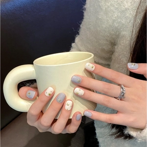 Handmade Bohemian Star Moon Totem Press On Nails Metallic Gold Star Moon Decor Short Square Round False Nails For Women