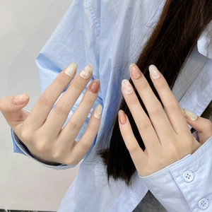 Handmade Press On Nails Pink Heart Pattern Sweet Style Oval Shape Manicure Reusable False Nails For Women Daily Jewelry