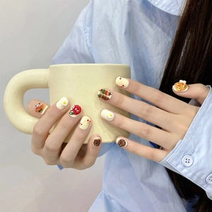 Faux ongles 3D thème nourriture avec motifs créatifs de burgers et snacks en relief