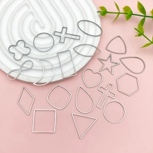 Silver stainless steel geometric pendants including heart star and moon shapes for DIY jewelry