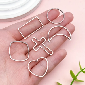 Set of 6 geometric stainless steel hollow frames for DIY jewelry making and pendants