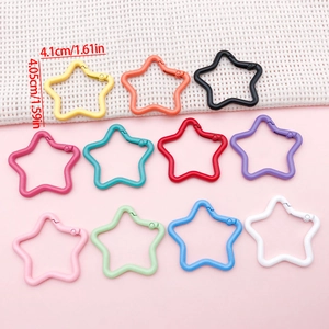 Colorful star-shaped aluminum alloy keyrings set in 11 vibrant colors with dimensions