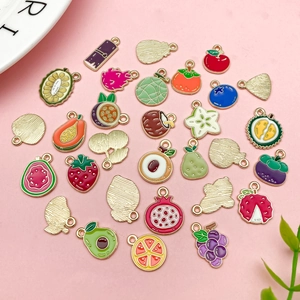 Pendentifs fruits variés en alliage émaillé pour la création de bijoux DIY et porte-clés