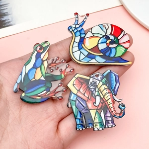 Acrylic animal charms with colorful mosaic glass patterns for DIY jewelry making