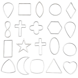 20pcs set of silver geometric stainless steel open bezels for DIY jewelry making