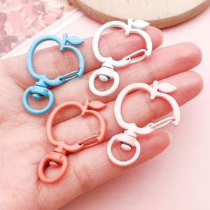 Colorful apple-shaped zinc alloy lobster clasps for DIY jewelry and keychains