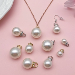 Perle d'imitazione bianche ABS con strass per creazione di gioielli fai da te e accessori