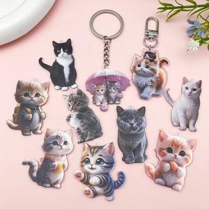Set de adorables dijes de acrílico de doble cara con varios diseños de gatos